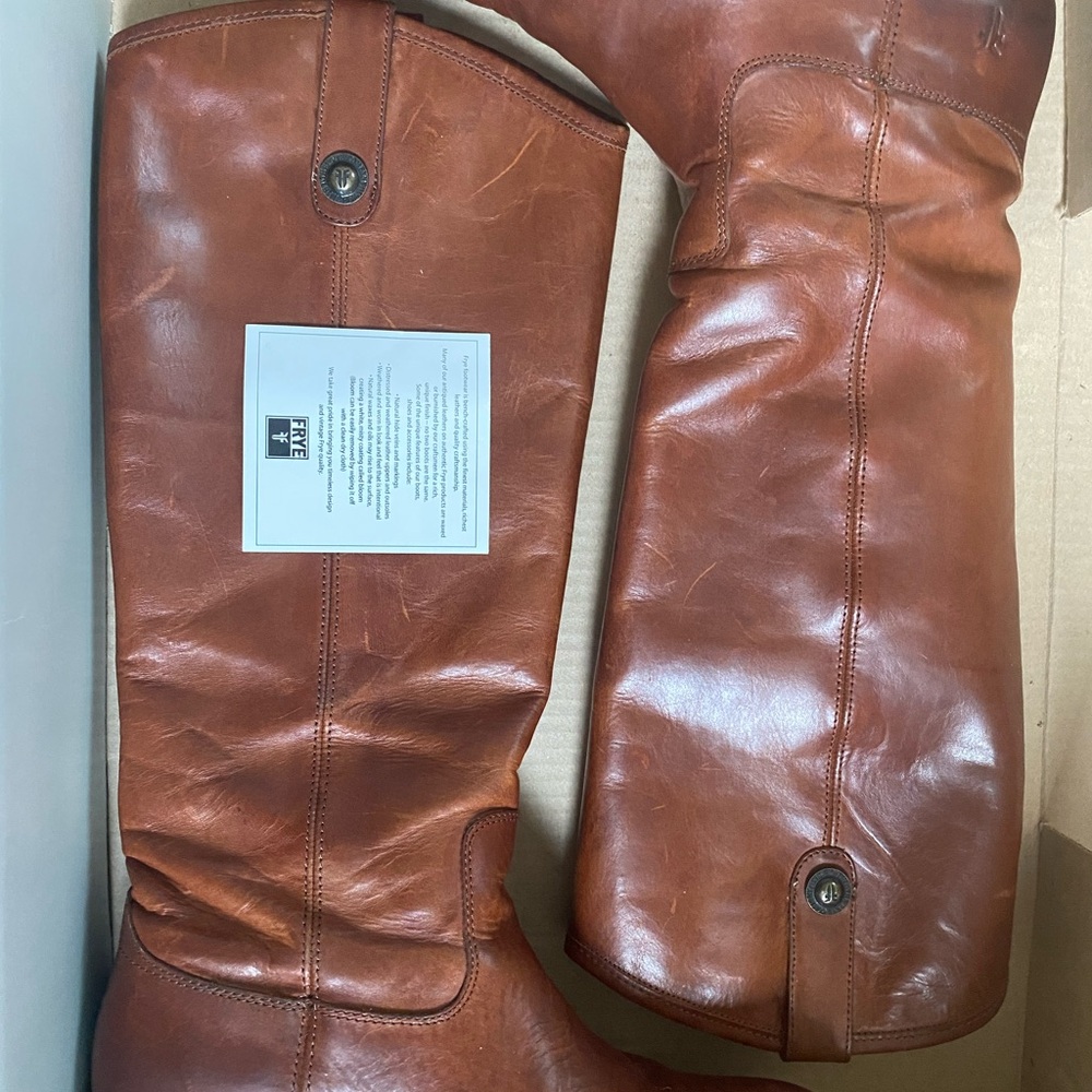 Frye Melisssa Button Cognac Leather Riding Boots